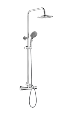 আধুনিক থার্মোস্ট্যাটিক ঝরনা কলাম সেট 97cm-130cm গোলাকার শাওয়ার হেড ওয়াল মাউন্ট করা হয়েছে
